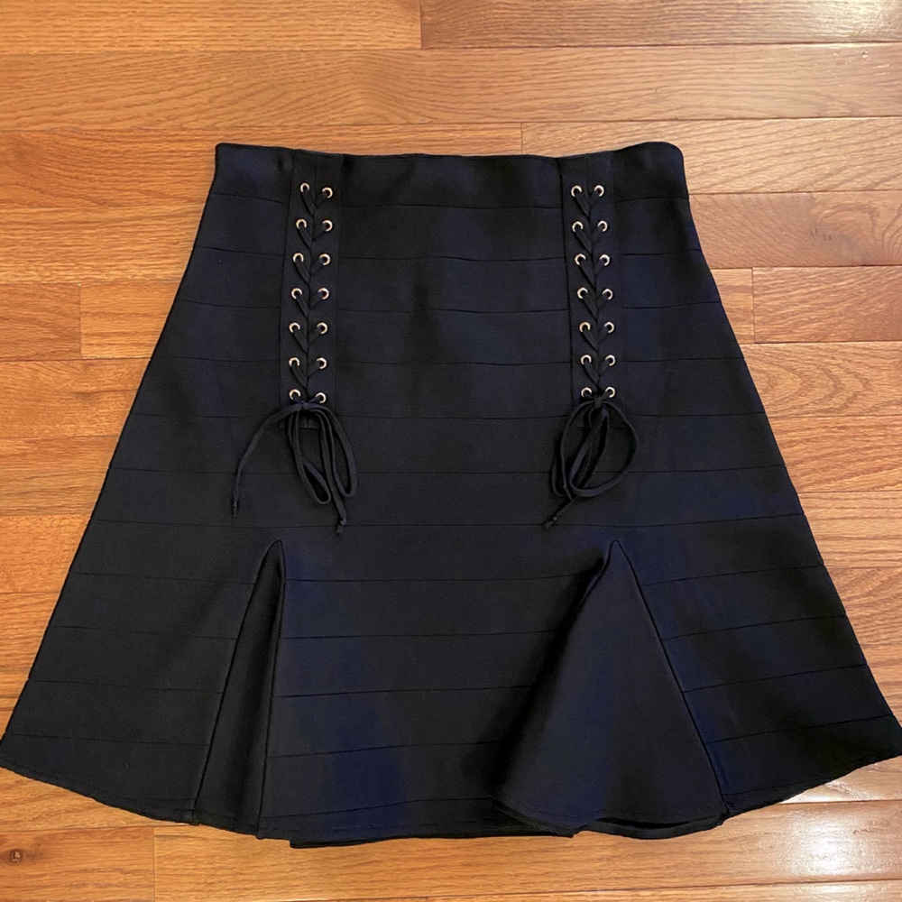 NWOT BEBE LACE UP BANDAGE FIT AND FLARE SK…